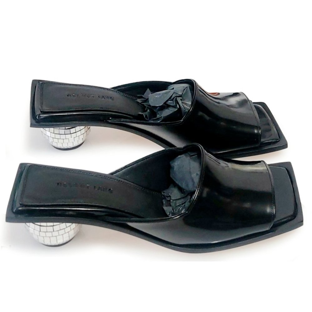 Helmut Lang H09HA021 Square Toe Disco Ball Heel Size 38 EU Women Black Sandals - Picture 5 of 12